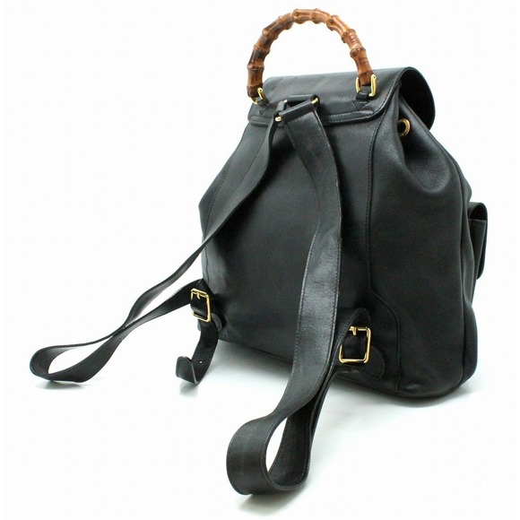 Gucci Leather Black Bamboo Rucksack Backpack Patent Leather - Picture 1 of 9